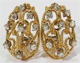 Lot#107, DIAMOND AND 14 KT. YELLOW GOLD EARRINGS, H 1 1/8"