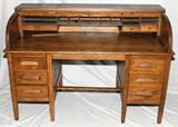 Lot#149, OAK ROLL TOP DESK, H 42", W 60", D 30"