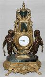 Lot#148, BRONZE, MARBLE & GILT METAL MANTLE CLOCK, H 25", W 14"
