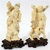 Lot#193, CHINESE CARVED IVORY FIGURES, TWO, H 4" & 5"