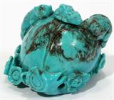 Lot#205, CHINESE CARVED TURQUOISE MICE ON FRUIT, H 2"