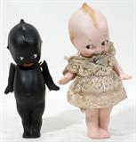 Lot#229, PORCELAIN KEWPIE DOLLS, TWO, H 5"-6"