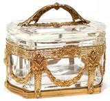 Lot#1005, FRENCH GILT BRONZE, METAL & CRYSTAL BOX, LATE 19TH CENTURY, H 6", W 4", L 6 1/2"