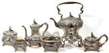 Lot#1012, GEORGIAN STERLING TEA SERVICE BY WAKELIN & TAYLOR AND WM. ELLIOTT, LONDON, C. 1787-1820, SIX PIECES