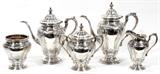 Lot#1017, REED & BARTON STERLING TEA & COFFEE SERVICE, C. 1935, FIVE, H 5 1/2" - 11", & A SILVER PLATE TRAY