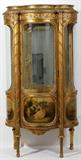 Lot#1036, FRENCH STYLE GILT CURIO CABINET, C. 1900, H 57", W 30", D 17"