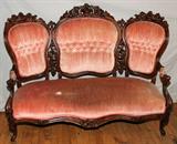 Lot#1038, BELTER STYLE CARVED WALNUT FRAME SOFA, C. 1860, H 44", L 60", D 24"