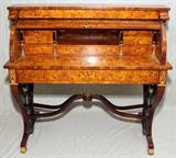 Lot#1043, ELIE BLEU OF PARIS, FRENCH REGENCY STYLE SYCAMORE & ROSEWOOD CYLINDER DESK, H 44", W 44", D 23"