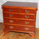 Lot#1045, CHIPPENDALE STYLE YEW WOOD CHEST OF DRAWERS, H 30", W 30", D 17"