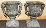 Lot#1075, NEOCLASSICAL STYLE BRONZE GARDEN URNS, PAIR, H 27", DIA 19"