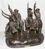 Lot#1078, AFTER FREDERIC REMINGTON, BRONZE SCULPTURE, H 27", W 24", D 25", 'COMING THROUGH THE RYE'