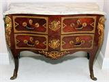 Lot#1117, LOUIS XV STYLE FRUITWOOD & ORMOLU MOUNTED COMMODE WITH MARBLE TOP, H 30 1/2", W 40", D 21"