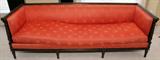 Lot#1122, LOUIS XVI STYLE WALNUT & SILK UPHOLSTERED SOFA, L 87"