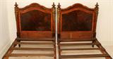 Lot#1120, FRENCH STYLE FRUITWOOD & BRONZE ORMOLU MOUNTED TWIN BEDS, C. 1930, PAIR, H 48", W 40", L 82"