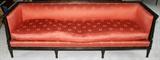 Lot#1121, LOUIS XVI STYLE WALNUT & SILK UPHOLSTERED SOFA, L 87"