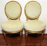 Lot#1136, LOUIS XVI STYLE DECORATED GESSO & WOOD SIDE CHAIRS, LATE 19TH C., PAIR