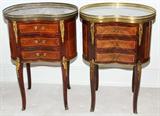 Lot#1134, LOUIS XV STYLE FRUITWOOD TABLES WITH MARBLE TOPS, TWO, H 28", W 20", D 14"