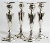 Lot#1177, DOMINICK & HAFF STERLING WEIGHTED CANDLESTICKS, C. 1920, SET OF FOUR, H 9"