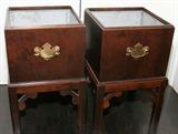 Lot#1228, MAHOGANY PLANTERS WITH BRASS HANDLES, TWO, H 20", W 13", D 13"