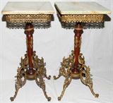Lot#1239, FRENCH STYLE MAHOGANY & GILT METAL TABLES WITH ONYX TOPS, PAIR, H 31", W 14" SQUARE