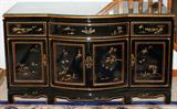 Lot#1267, CHINESE STYLE BLACK LACQUER CREDENZA, H 32", W 53", D 19"