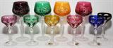 Lot#1338, CUT CRYSTAL OVERLAY WINES, TEN, H 8" & 5 1/2"