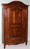 Lot#1368, COUNTRY FRENCH STYLE WALNUT ARMOIRE, C. 1950, H 84", W 54", D 19"