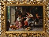 Lot#2002, GIUSEPPE MAGNI (ITALLIAN1869-1956), OIL ON CANVAS, 20" X 28", "APPLE FOR CHILD"