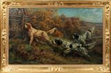 Lot#2015, EDMUND HENRY OSTHAUS (AMERICAN 1858-1928), OIL ON CANVAS, 34" X 56", HUNTING DOGS ON THE SCENT
