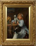 Lot#2020, ARTHUR JOHN ELSLEY (BRITISH 1861-1952), OIL ON CANVAS, 1906, 30" X 22", LITTLE GIRL WITH PUPPIES