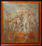 Lot#2040, JOHN BAGERIS (AMERICAN B. 1924), OIL ON CANVAS, 42" X 36", ABSTRACT LANDSCAPE SCENE