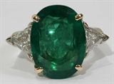 Lot#2075, 14.16CT EMERALD & 2.40CT DIAMOND RING, GIA, SIZE 8