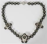 Lot#2074, 17.50CT DIAMOND & 12-13MM TAHITIAN PEARL NECKLACE, L 19"