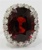 Lot#2078, 31.33CT SPESSARTITE GARNET &  4.52CT DIAMOND RING, GIA, SIZE 6 1/2"