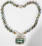 Lot#2086, 66.56 CT. AQUAMARINE, 4.00CT DIAMOND & PEARL NECKLACE, GIA, L 19"