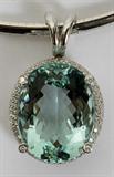 Lot#2083, 14KT WHITE GOLD 40.44CT AQUAMARINE & 1.23CT DIAMOND NECKLACE