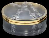 Lot#2184, LALIQUE 'COPPELIA' CRYSTAL BOX, H 3 1/2", L 7"