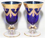 Lot#2201, FIRED GOLD COBALT TO CLEAR GLASS WINES, TWENTY, H 6"