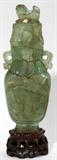 Lot#2256, CHINESE CARVED GREEN QUARTZ URN, H 6"