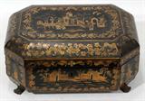 Lot#2260, CHINESE EXPORT LACQUERED SEWING BOX, 19TH CENTURY, H 5", L 11 1/2", D 8"