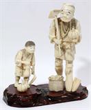 Lot#2264, CARVED IVORY FIGURAL SCULPTURE, H 8", L 6"