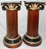 Lot#2294, NEOCLASSICAL STYLE DECORATED WOOD CORINTHIAN COLUMNS, PAIR, H 45 1/2", W 18", L 18"