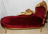 Lot#2295, FRENCH STYLE GILT & UPHOLSTERED CHAISE LOUNGE, H 38", L 62"