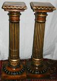 Lot#2298, LOUIS XVI STYLE DECORATED PEDESTALS, PAIR, H 40", W 11" SQUARE