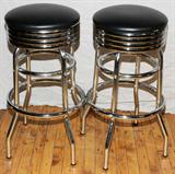 CHROME ART DECO STOOLS, TWO