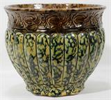 Lot#2371, SPONGE WARE POTTERY JARDINIÈRE, C. 1900, H 10", DIA 11"