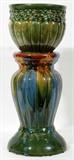 Lot#2374, AMERICAN GLAZED POTTERY JARDINIÈRE & COORDINATING STAND, TWO PIECES, H 18 3/4" OVERALL