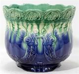 Lot#2369, J.B. OWENS GLAZED POTTERY JARDINIÈRE, 19TH CENTURY, H 8 1/2", DIA 10"