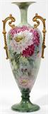 lot #4 WILLETS-BELLEEK HAND PAINTED PORCELAIN VASE, C. 1900, H 18"