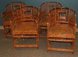 Lot#34, ORIENTAL BAMBOO CHAIRS, FOUR, H 34", W 22", D 18"